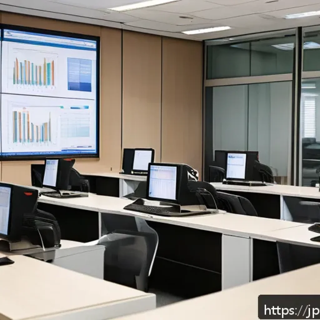 전산세무회계 업무와 관련된 실수 피하기 - An office scene focused on a group of Japanese accountants diligently performing double data entry c...